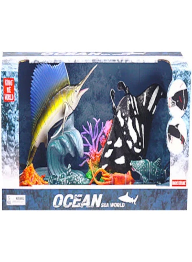 Explore Ocean Sea World Lively Sword Fish And Manta Ray Figures 5503-5 - Image 2