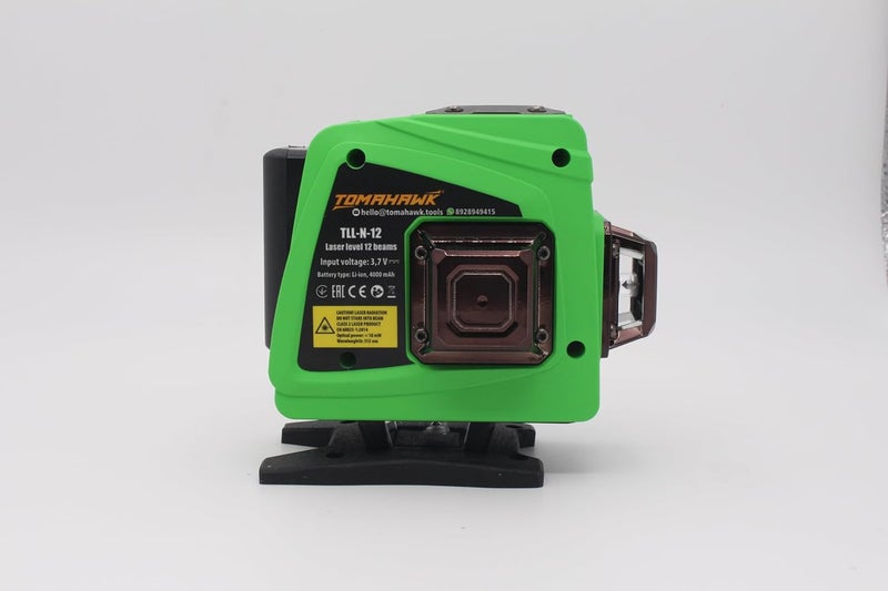 Tomahawk تومهوك TLL12N مستوى ليزر أخضر 12 خط 25م 4x360 4D مستوى ليزر احترافي ذاتي التسوية للبناء مع مستوي ليزر عمودي وأفقي 360 درجة - Image 2