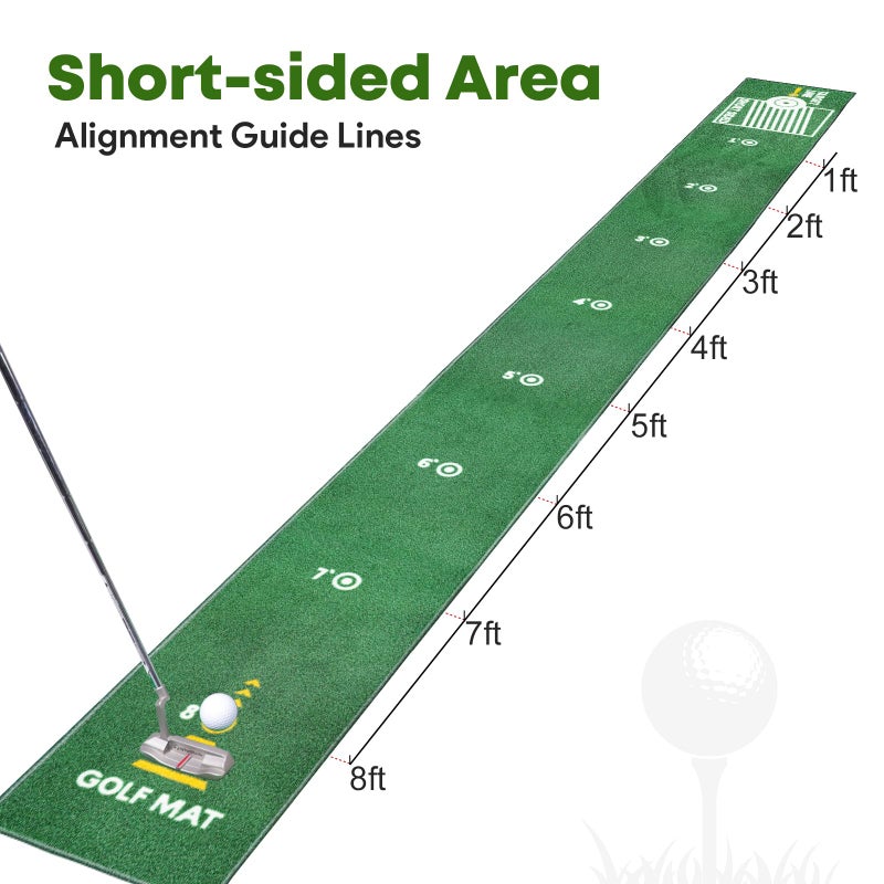 Ponsonbay Golf Putting Mat Indoor & Outdoor Professional Golf Practice Putting Green Mat with Distance Marker Anti Slip Backing Golf Training Accessories Portable Mat PM-007 - Image 4