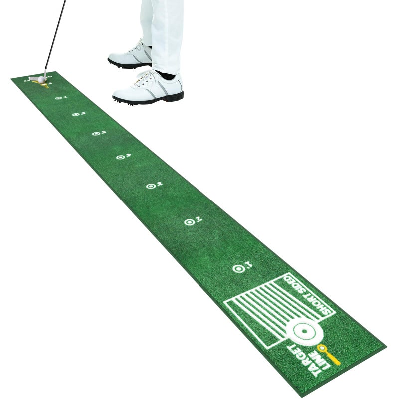 Ponsonbay Golf Putting Mat Indoor & Outdoor Professional Golf Practice Putting Green Mat with Distance Marker Anti Slip Backing Golf Training Accessories Portable Mat PM-007 - Image 1