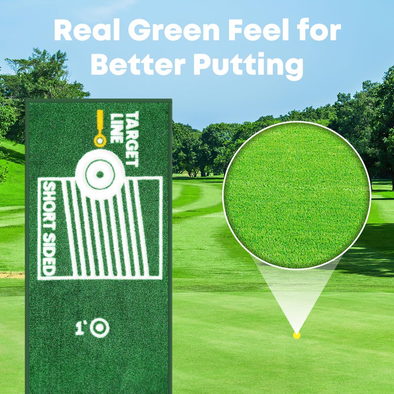 Ponsonbay Golf Putting Mat Indoor & Outdoor Professional Golf Practice Putting Green Mat with Distance Marker Anti Slip Backing Golf Training Accessories Portable Mat PM-007 - Image 5