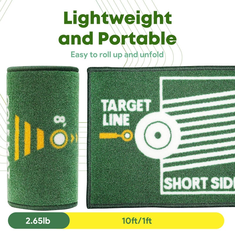 Ponsonbay Golf Putting Mat Indoor & Outdoor Professional Golf Practice Putting Green Mat with Distance Marker Anti Slip Backing Golf Training Accessories Portable Mat PM-007 - Image 3