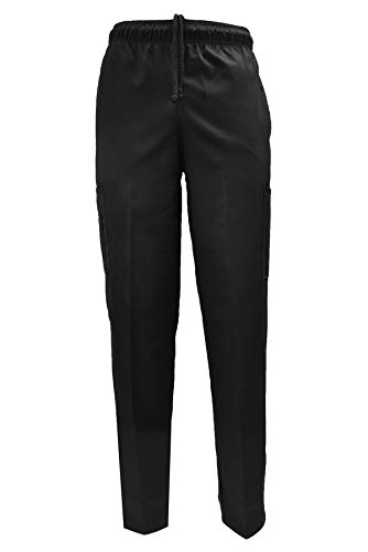 Natural Uniforms Classic 6 Pocket Black Chef Pants with Multi-Pack Quantities Available (1, Medium) - Image 1