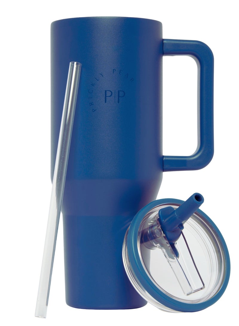 Prickly Pear Stainless Steel Water Bottle 40 Oz Hydrator Navy Logo - Image 1