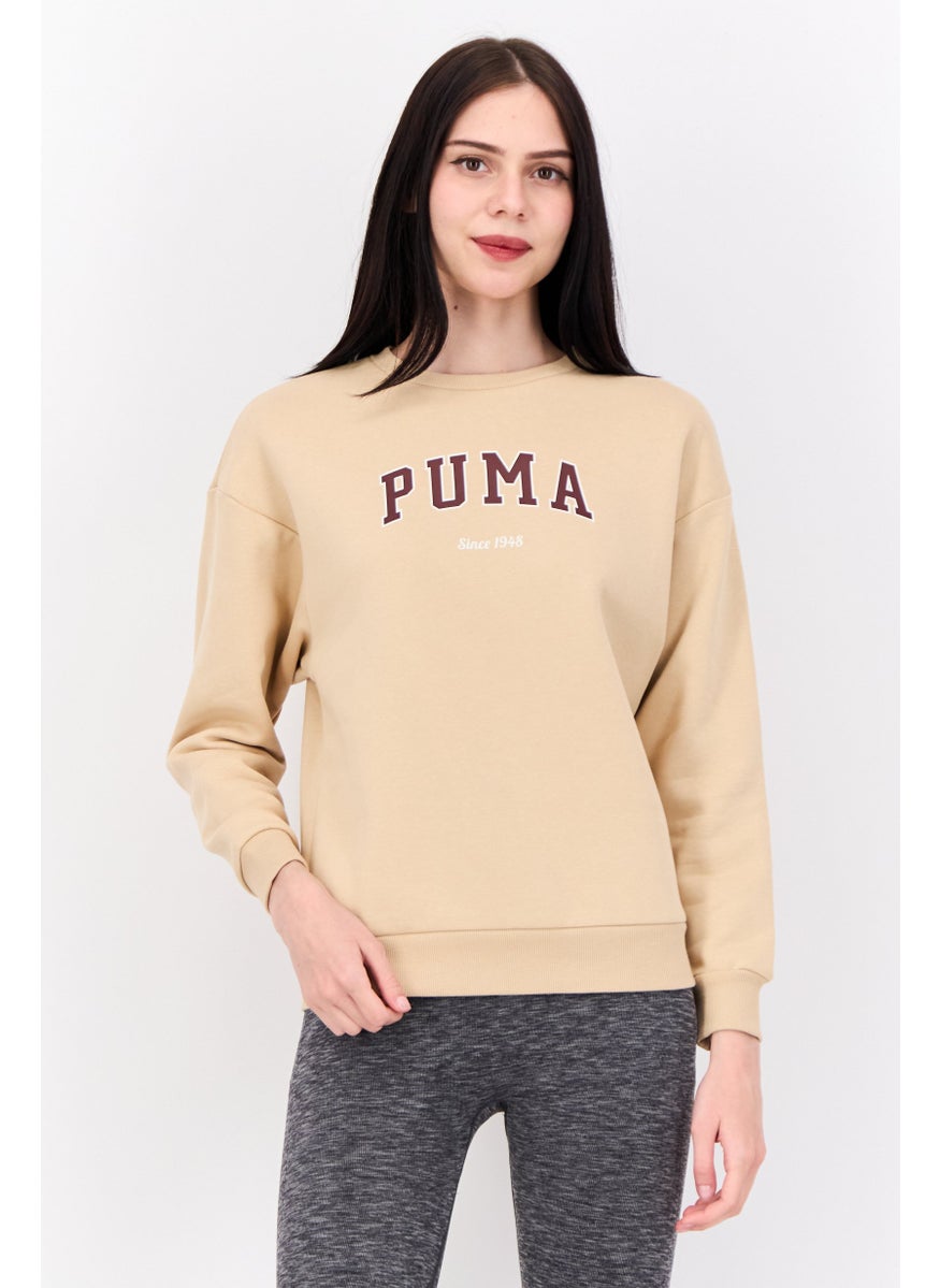 PUMA Women Sportswear Fit Long Sleeves Outdoor Sweatshirt, Tan  - Image 1