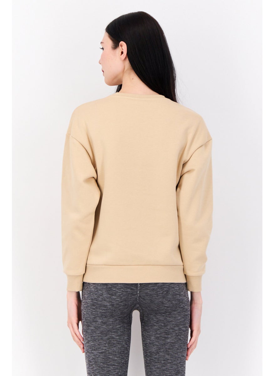 PUMA Women Sportswear Fit Long Sleeves Outdoor Sweatshirt, Tan  - Image 3