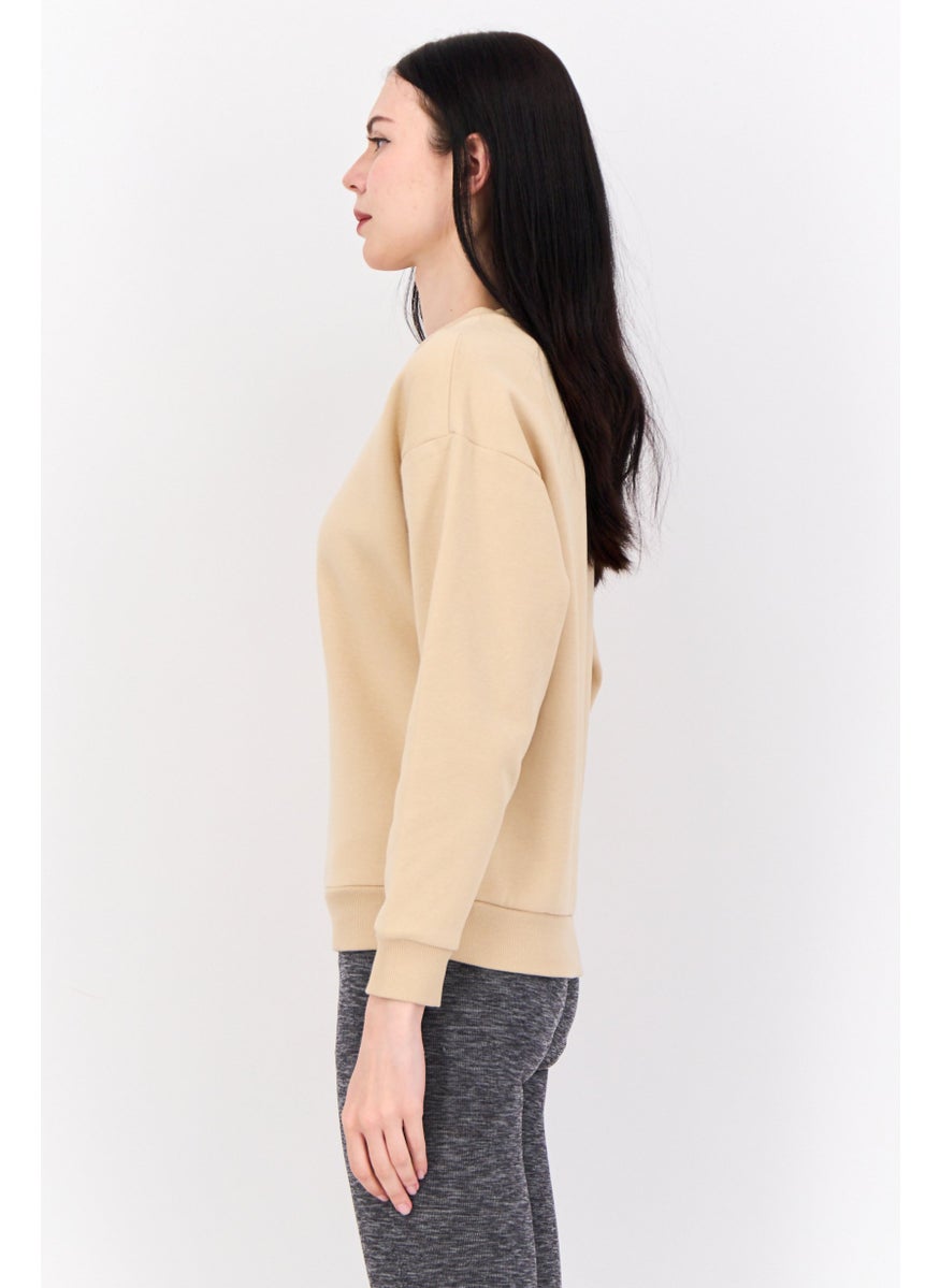 PUMA Women Sportswear Fit Long Sleeves Outdoor Sweatshirt, Tan  - Image 2