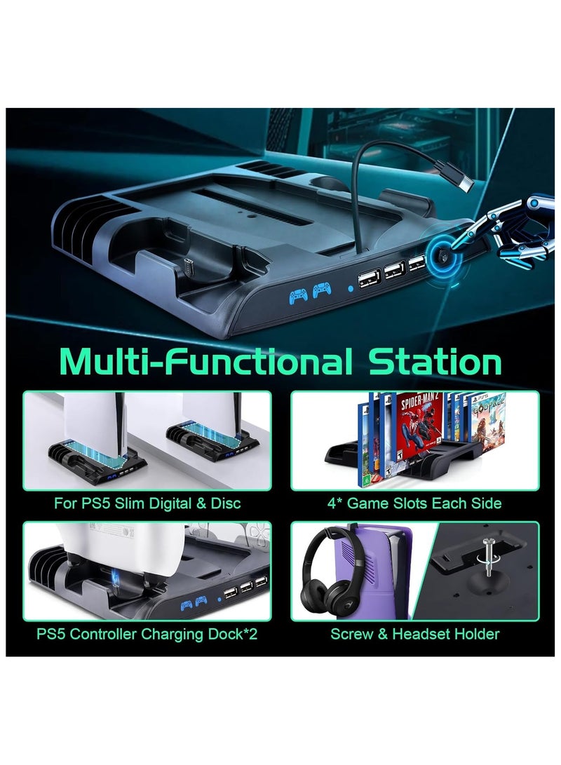 حامل تبريد رشيق مزود بمحطة شحن وحدة تحكم (أسود) - Image 3