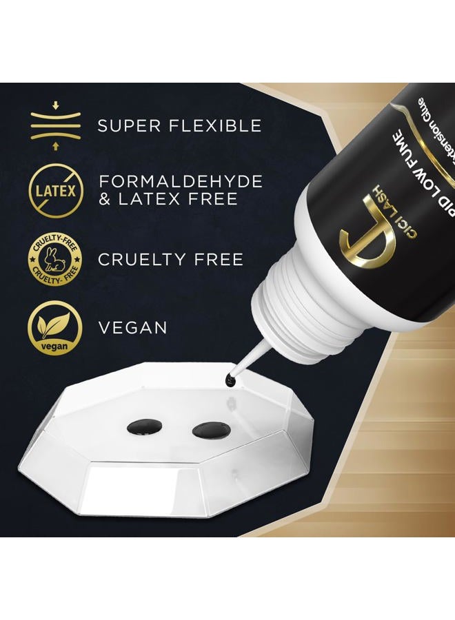 CICI Lash Rapid Low Fume Eyelash Extension Glue for Professionals - Maximum 8 Week Retention / 1 Second Drying Time Semi Permanent Individual/Volume Lash Extension Glue with Deep Black Color - Latex Free 5ml - Image 4