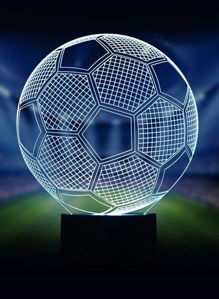 3D Kids Night Light Football 3D Optical Illusion Lamp with Remote Control 16 Colours Changing Soccer - Image 1