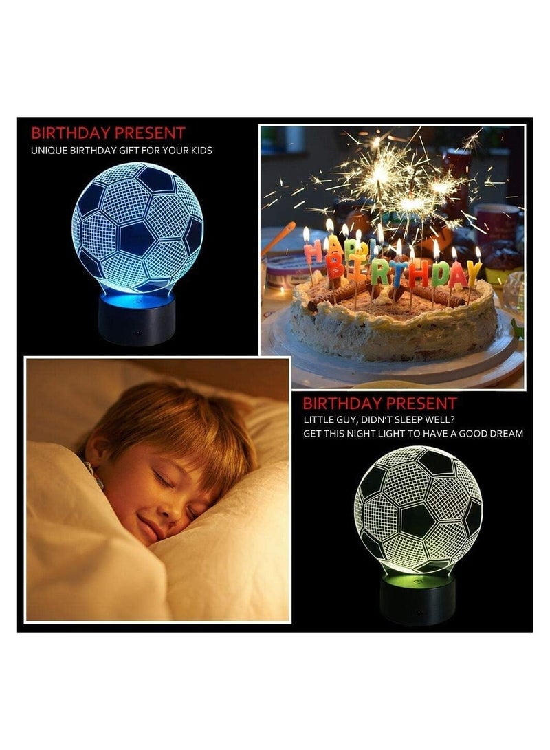 3D Kids Night Light Football 3D Optical Illusion Lamp with Remote Control 16 Colours Changing Soccer - Image 4
