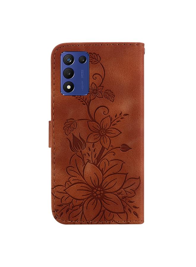 اس-توب جراب لهاتف OPPO K9s 5G / Realme 9 5G Speed Lily جراب هاتف من الجلد المنقوش - Image 3