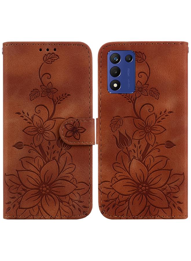 اس-توب جراب لهاتف OPPO K9s 5G / Realme 9 5G Speed Lily جراب هاتف من الجلد المنقوش - Image 1