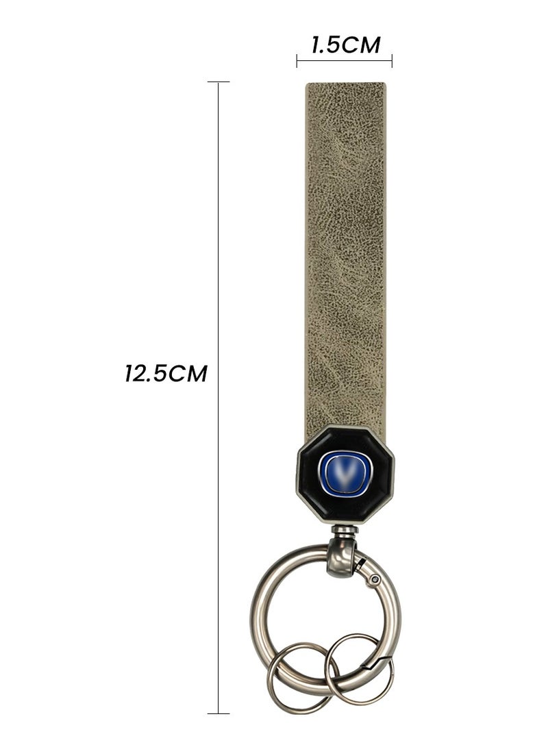 تشانجان سلسلة مفاتيح سيارة شانجان الجلدية 12.5 سم مع حلقة معدنية دوارة 360 درجة وقفل لولبي مزدوج وحزام جلدي ناعم لمفاتيح السيارة والمنزل - Image 3