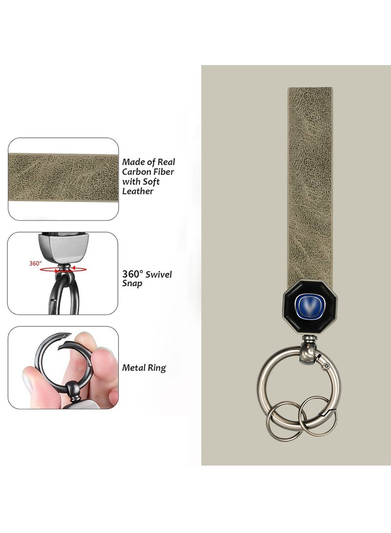 تشانجان سلسلة مفاتيح سيارة شانجان الجلدية 12.5 سم مع حلقة معدنية دوارة 360 درجة وقفل لولبي مزدوج وحزام جلدي ناعم لمفاتيح السيارة والمنزل - Image 2