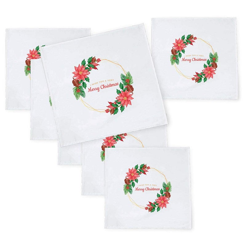 Khakee 6 Pcs Christmas Theme Tafta Silk Table Napkins 10x 10 for Xmas Decoration Christmas OrnamentsChristmas Gift npxmas180P - Image 1