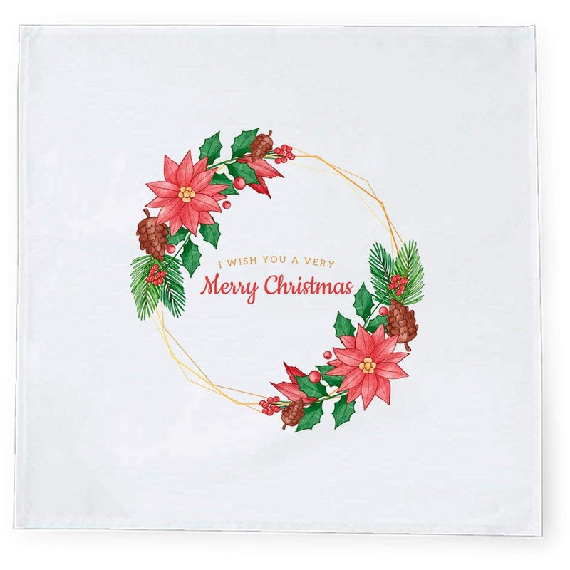 Khakee 6 Pcs Christmas Theme Tafta Silk Table Napkins 10x 10 for Xmas Decoration Christmas OrnamentsChristmas Gift npxmas180P - Image 2
