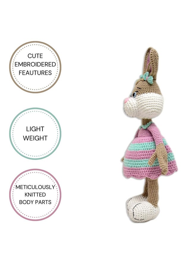 Happy Threads Handmade Crocheted Cute Handmade Jill the Bunny (16 inch) – Multicolour | Crochet Toys | Child Safe | for Babies 6 Months & Above | Dolls for Boys/Girls| For Birthday Gift | Decorative Items for Room - Image 2