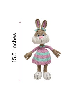 Happy Threads Handmade Crocheted Cute Handmade Jill the Bunny (16 inch) – Multicolour | Crochet Toys | Child Safe | for Babies 6 Months & Above | Dolls for Boys/Girls| For Birthday Gift | Decorative Items for Room  - Image 3