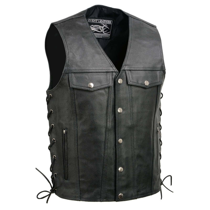 سترة دراجات نارية جلدية للرجال من EVENT LEATHER مع إغلاق بالزر 7XLarge