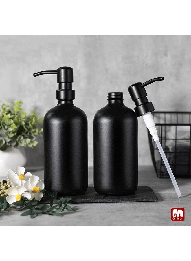 GM GMISUN GMISUN Black Soap Dispenser, 2 Pack Matte Black Hand Soap Dispensers for Bathroom, 17 Fl Oz Glass Dish Soap Dispensers for Kitchen with Stainless Steel Pump, Modern Liquid Soap Bottle - Image 5