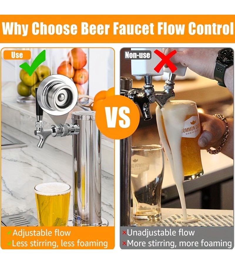 1 Pc Adjustable Beer Tap Flow Control Valve 304 Stainless Steel Core Thread Size 1-1-8-8 - Image 2