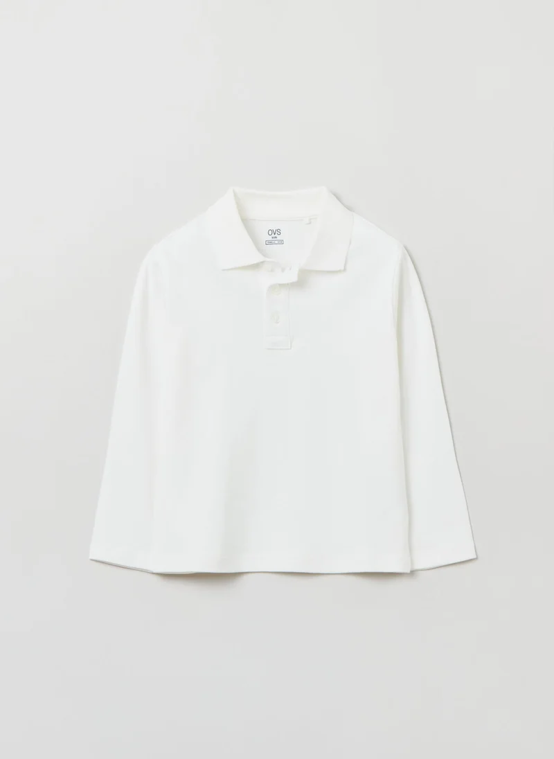 Ovs Long-Sleeved Cotton Polo Shirt