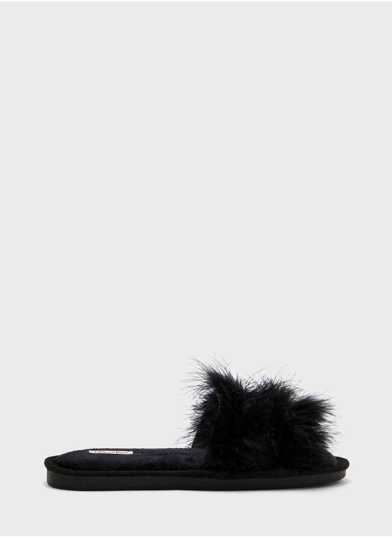 La Vie en Rose - Fur Clog Slip Ons - Image 1