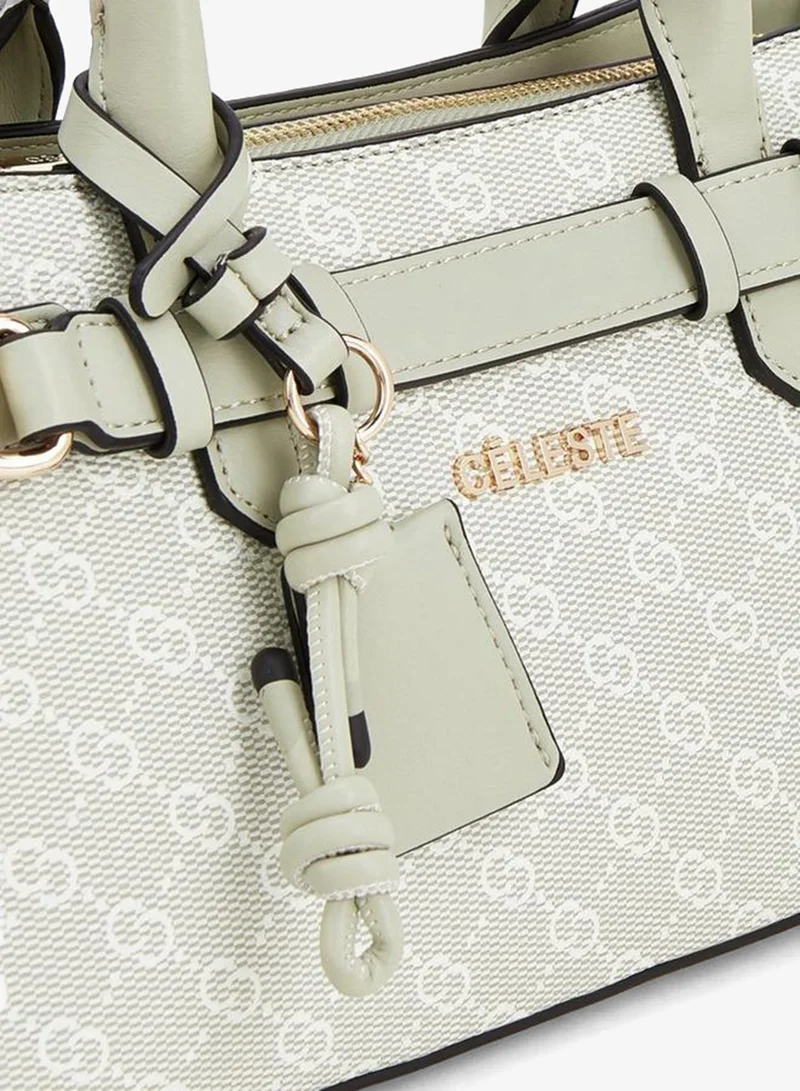 Celeste  Monogram Print Tote Bag With Detachable Strap for Women | Best Price UAE