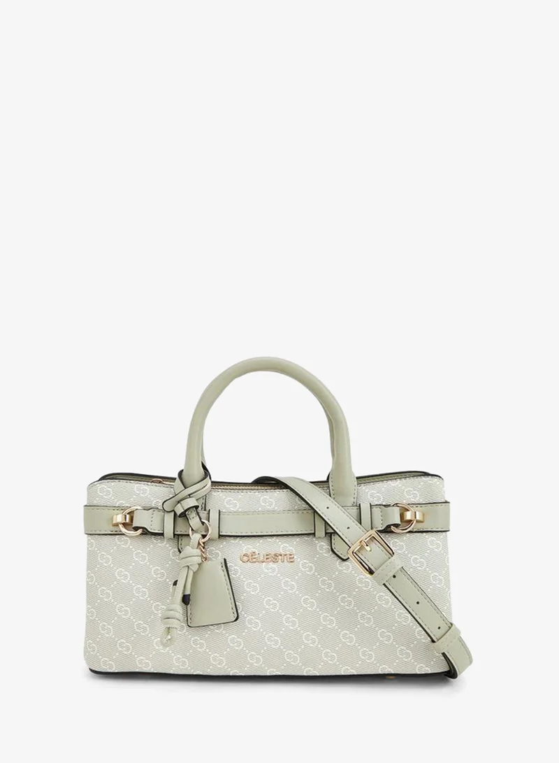 Monogram Print Tote Bag With Detachable Strap