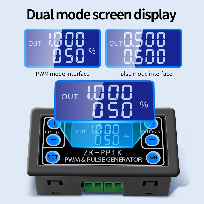 ZK-PP1K Dual Mode LCD PWM Signal Generator 1-Channel 1Hz-150KHz PWM Pulse Frequency Duty Cycle Adjustable Square Wave Generator - Image 5