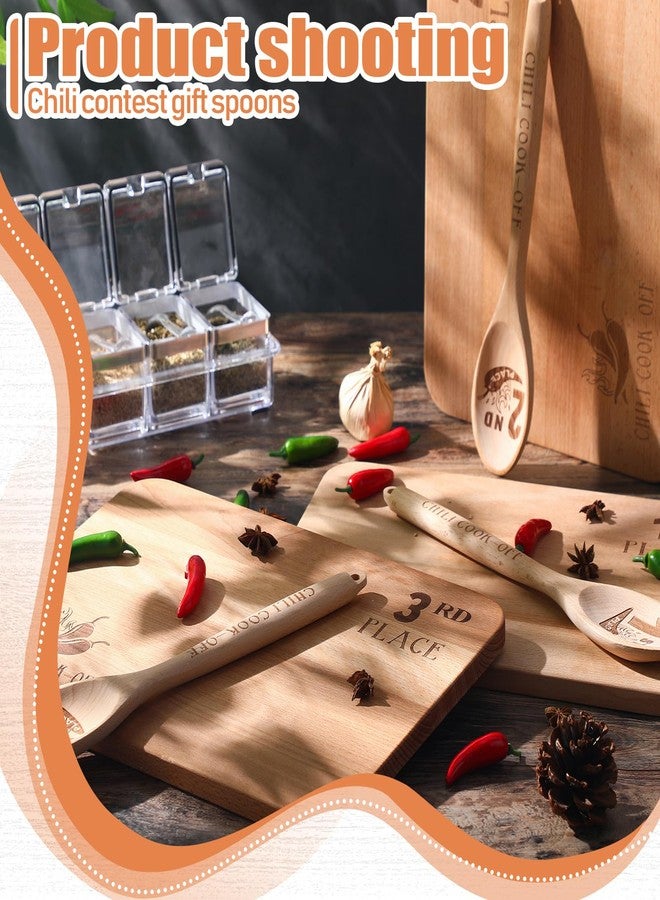 Wiwiqing 3 Set Chili Cook Off Trophies Prizes Beech Wood Cook Off Spoon Chili Festival Cutting Board Champion Gift for Men Women 1st 2nd 3rd Place Award(Chic) - Image 4