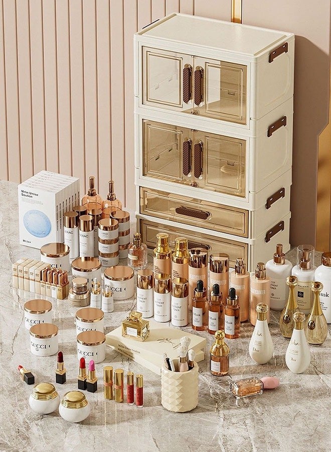 LEDIN Luxury Multi-Layer Cosmetic Organizer – 2 Doors & 2 Drawers - Image 4