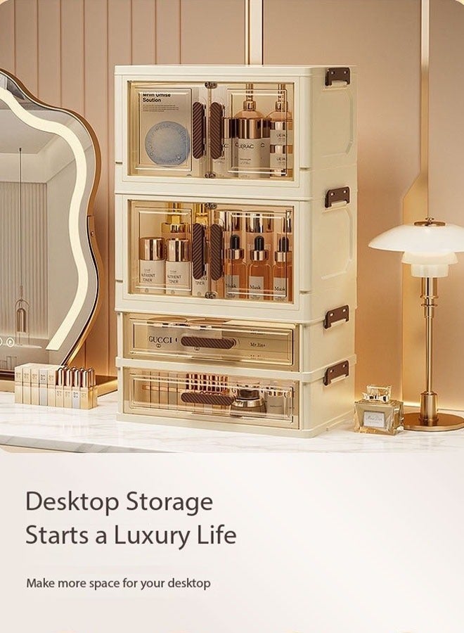 LEDIN Luxury Multi-Layer Cosmetic Organizer – 2 Doors & 2 Drawers - Image 5