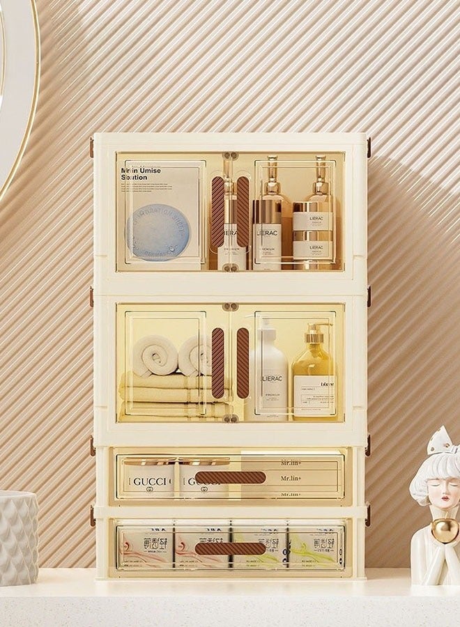 LEDIN Luxury Multi-Layer Cosmetic Organizer – 2 Doors & 2 Drawers - Image 2