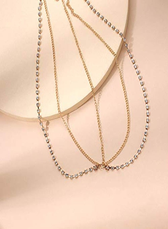 Cerun 1 Pcs PremiumBoho Layered Head Chains Gold Rhinestone Headpiece Gypsy Head Chain Bridal Hair Piece Festive Jewelry for Women - Image 5