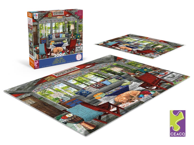 Ceaco - Tracy Flickinger - Lake Cabin - Oversized 300 Piece Jigsaw Puzzle, 24 x 18 - Image 2