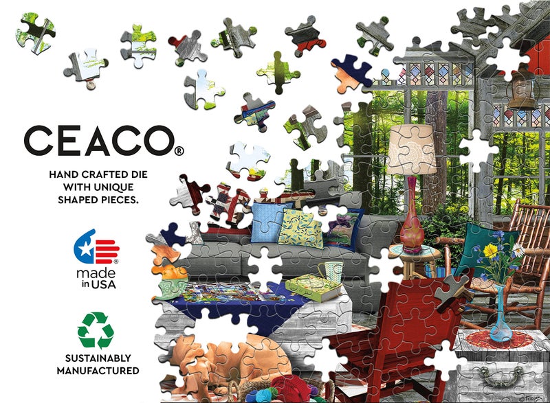 Ceaco - Tracy Flickinger - Lake Cabin - Oversized 300 Piece Jigsaw Puzzle, 24 x 18 - Image 4