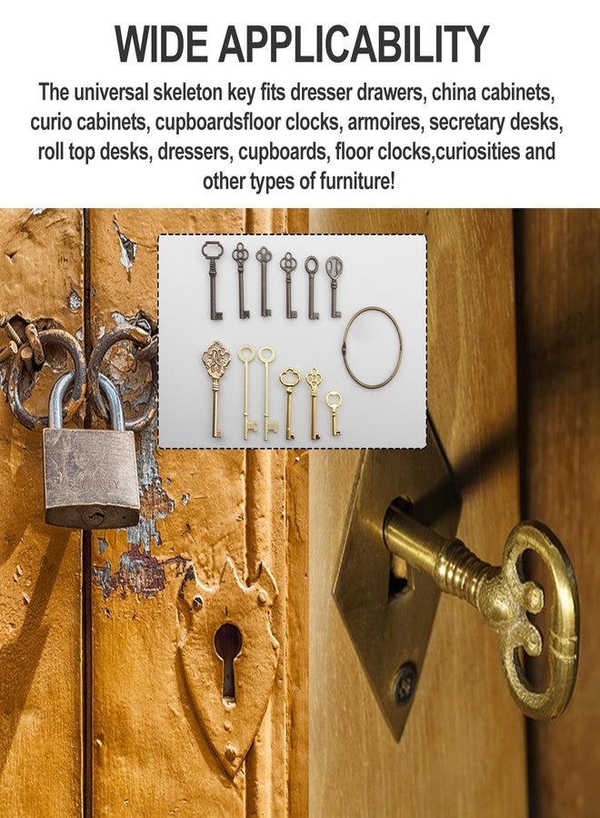 VIDABTE Skeleton Key Set,Universal Skeleton Replacement Keys, Vintage Keys Kit for Antique Dresser, Chinese Cabinet, Antique Furniture and Old Style Cabinets or Doors (12 pcs) - Image 3