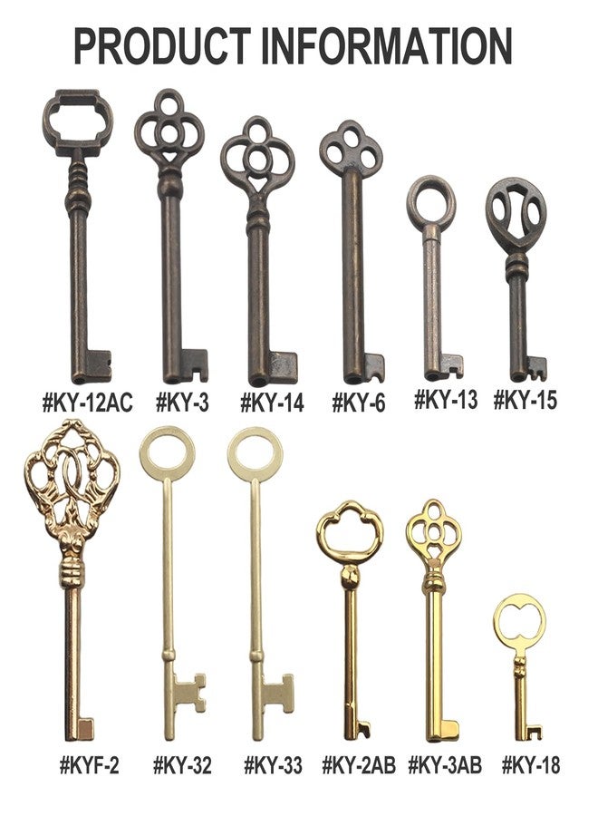 VIDABTE Skeleton Key Set,Universal Skeleton Replacement Keys, Vintage Keys Kit for Antique Dresser, Chinese Cabinet, Antique Furniture and Old Style Cabinets or Doors (12 pcs) - Image 5