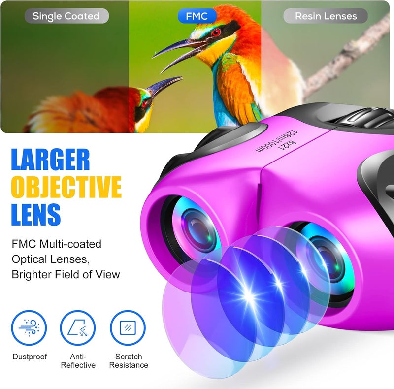 LET'SGO LET'S GO! Binocular for Kids, Compact High Resolution Shockproof Binoculars - Image 4