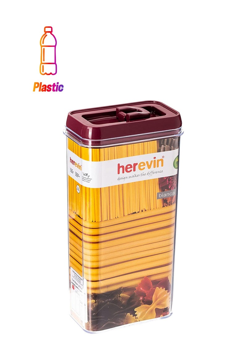 HEREVIN برطمان تخزين هيرفين 3 لتر - بلاستيك آمن للغذاء - أحمر - Image 1