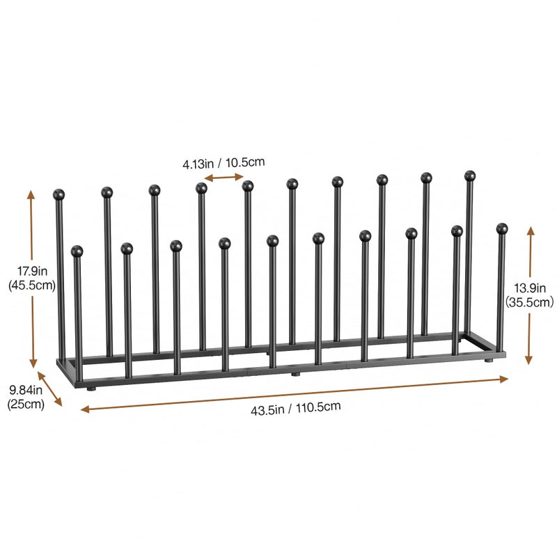 pickpiff Free Standing Shoe Racks - Black Metal Boot Rack Organizer Tall Boots for Dorm Room, Closet, Entryway, Bedroom, Patio Outdoor, Hallway, Black, Shoe Storage Fit for 10 Pairs - Image 2