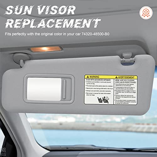 ILONPA Gray Driver Left Side Sun Visor Replacement Compatible with Toyota Highlander 2008 2009 2010 2011 2012 2013 Replace 74320-48500-B0 - Image 3