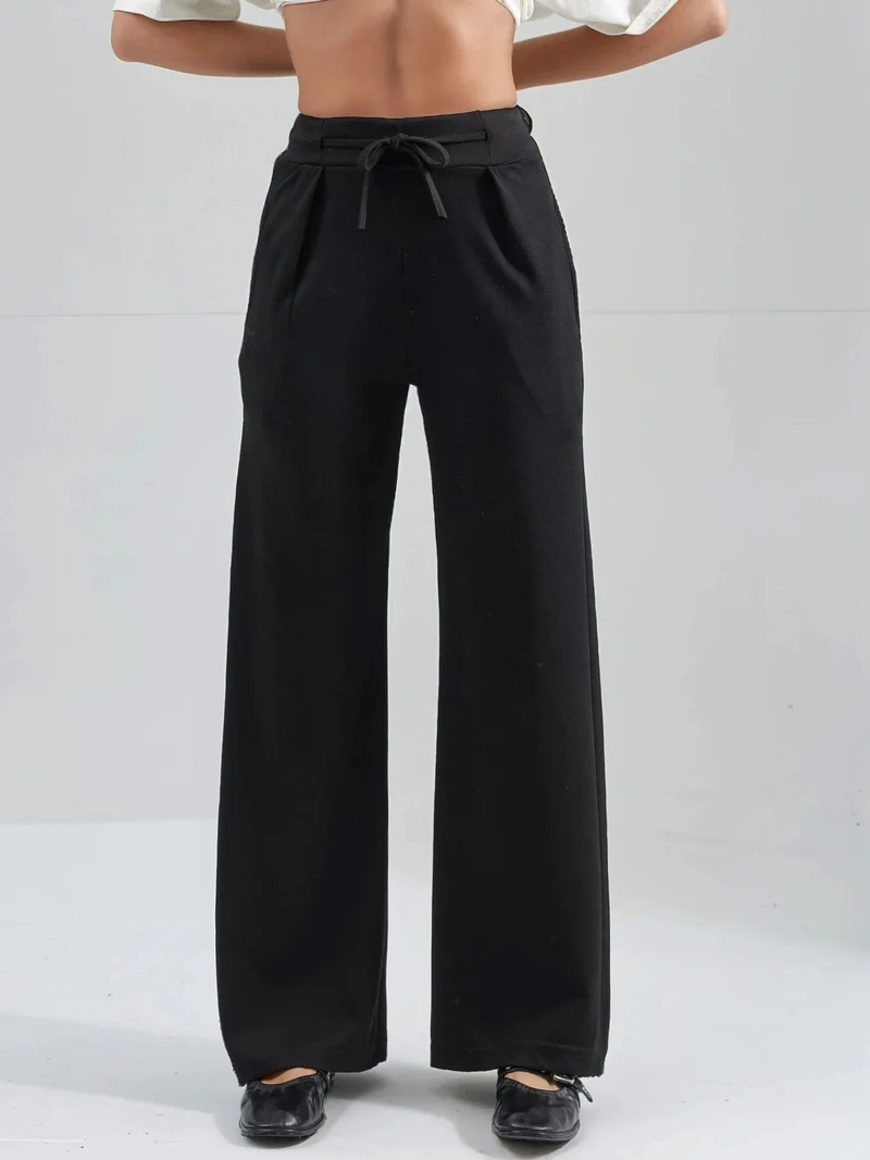 HICCUP Black Modal Touch Pleated Palazzo Pants Bersan Collection for Women | Best Price UAE