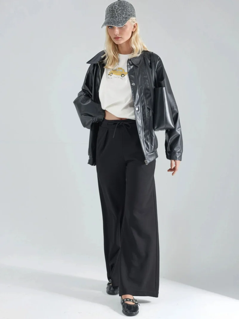 HICCUP Black Modal Touch Pleated Palazzo Pants Bersan Collection for Women | Best Price UAE