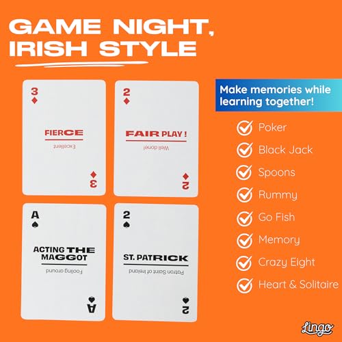 LINGO Irish Lingo Playing Cards Travel Flashcards Learn Irish Slang Ireland Vocabulary in A Fun Easy Way 52 Essential Translations - Image 5