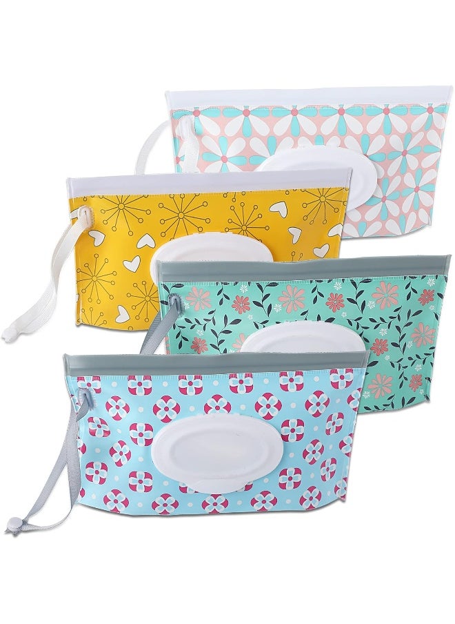 FEBSNOW FEBSNOW 4 Pack Baby Wipe Dispenser, Portable Refillable Wipe Holder, Baby Wipes Container, Wipe Dispenser, Reusable Travel Wet Wipe Pouch  - Image 1