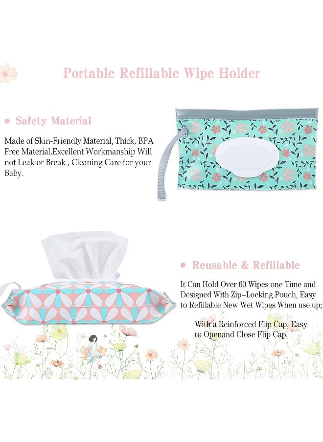 FEBSNOW FEBSNOW 4 Pack Baby Wipe Dispenser, Portable Refillable Wipe Holder, Baby Wipes Container, Wipe Dispenser, Reusable Travel Wet Wipe Pouch  - Image 5
