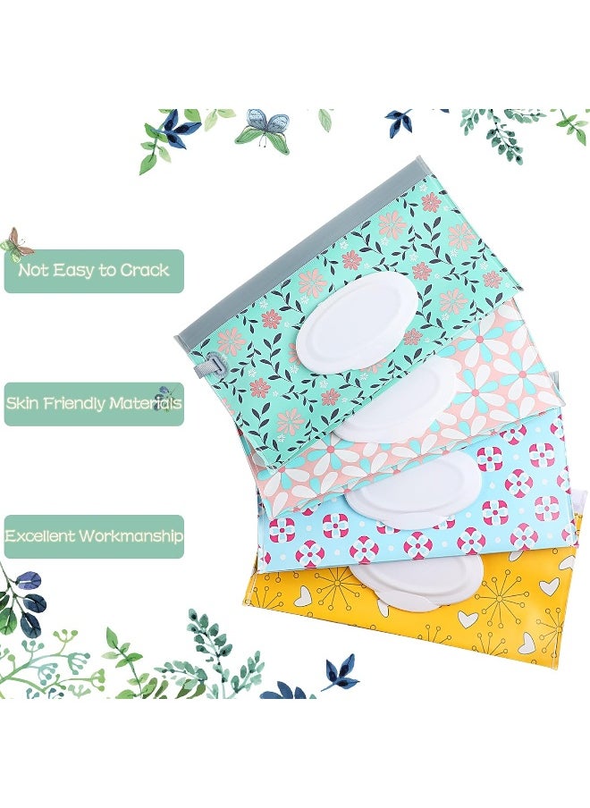 FEBSNOW FEBSNOW 4 Pack Baby Wipe Dispenser, Portable Refillable Wipe Holder, Baby Wipes Container, Wipe Dispenser, Reusable Travel Wet Wipe Pouch  - Image 4